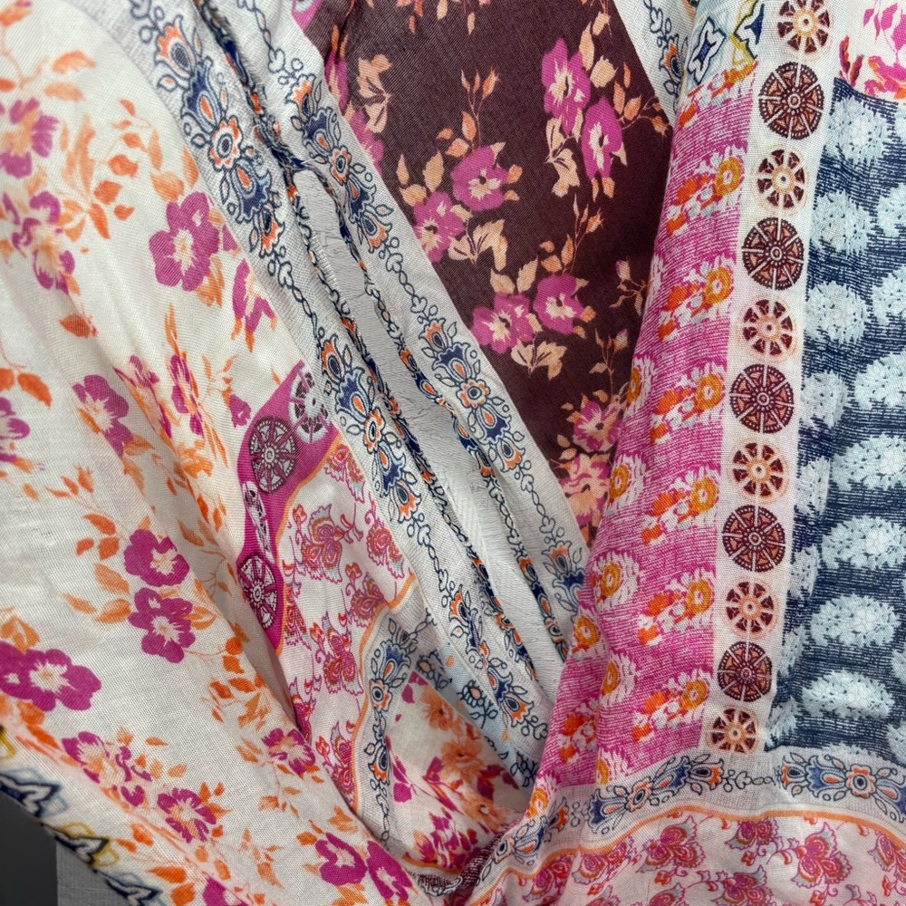 Mossimo Supply Co. Pink Blue and Orange Patchwork Boho Kimono OS - Picture 5 of 6